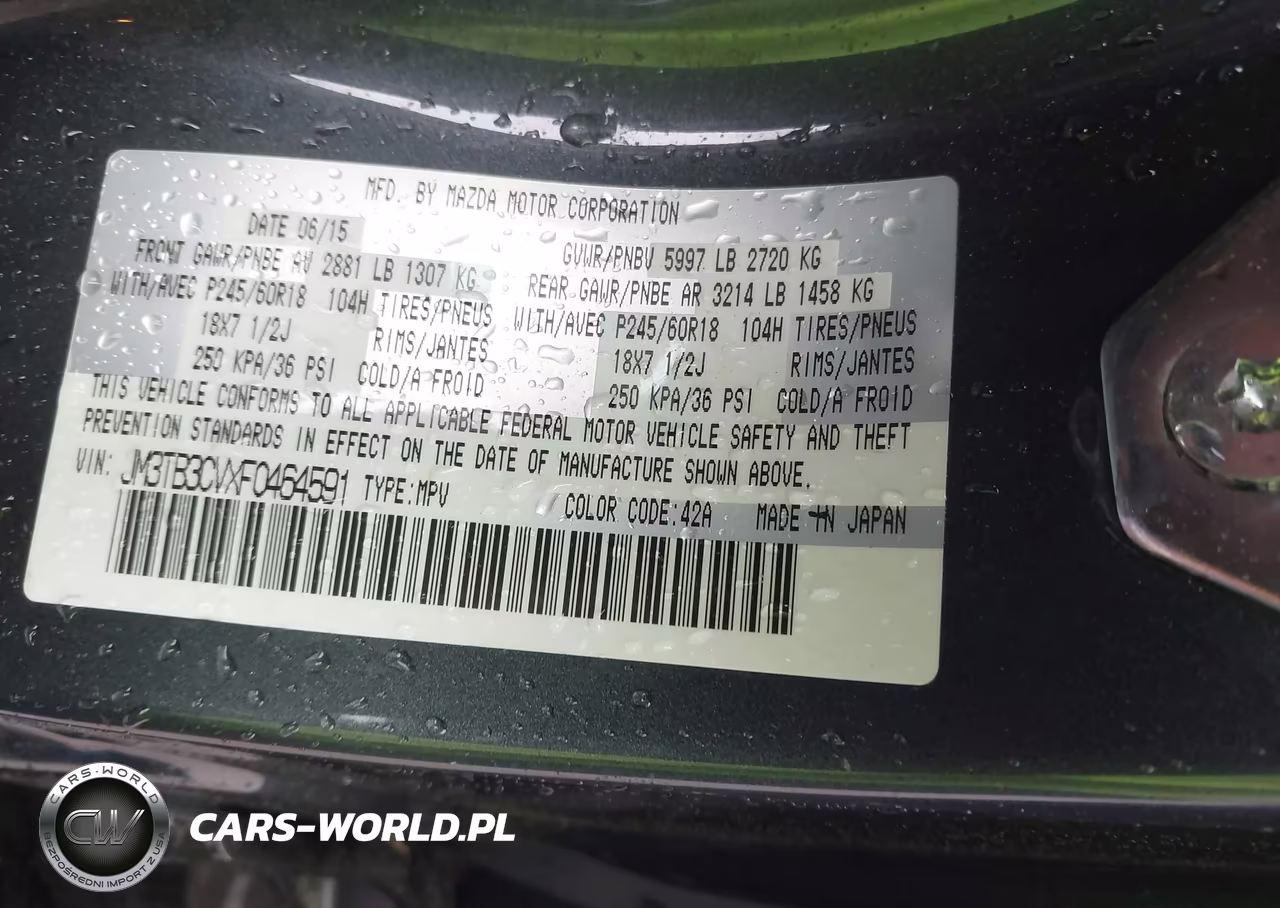 2015 Mazda Cx-9 Touring VIN:JM3TB3CVXF0464591 - 9