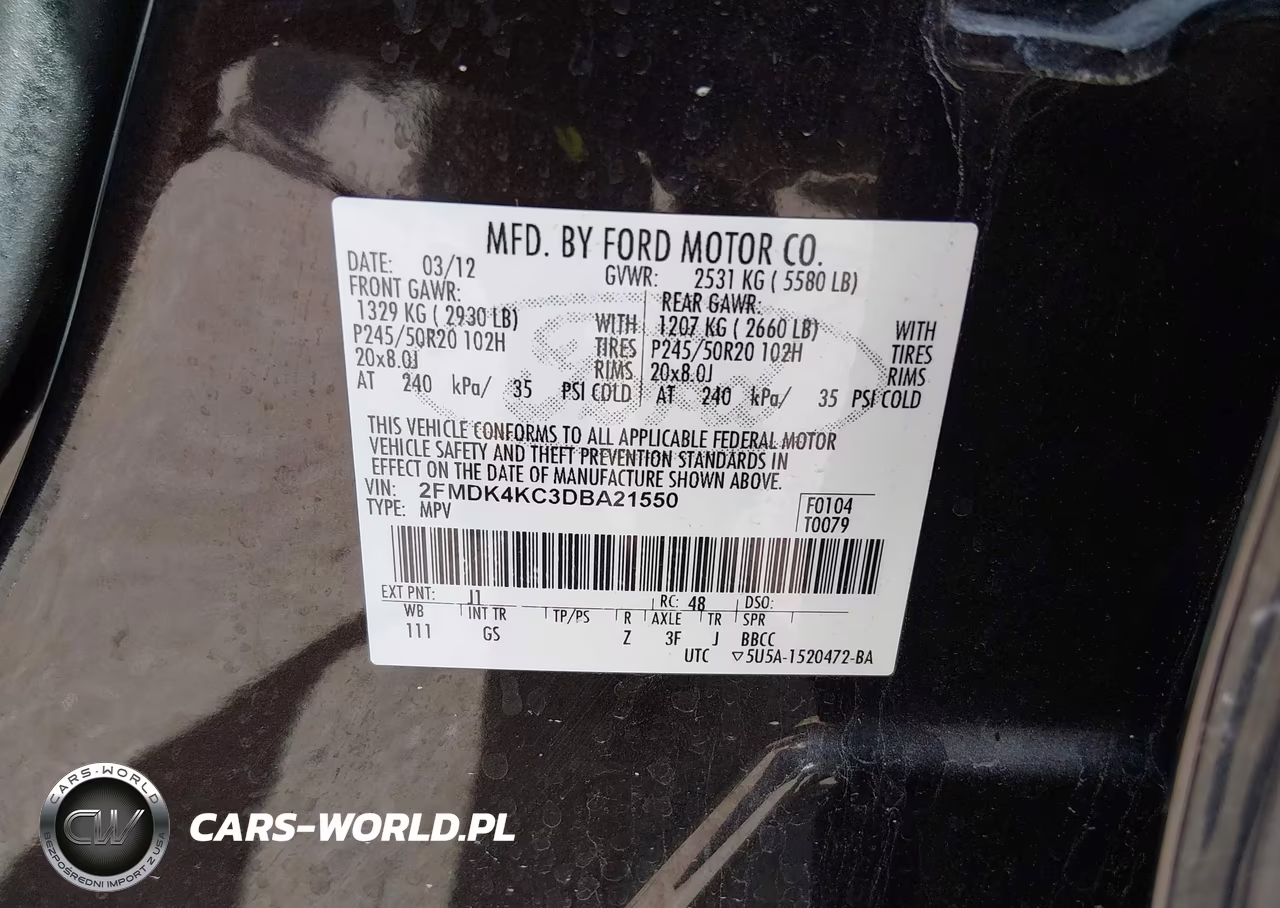 2013 Ford Edge Limited VIN:2FMDK4KC3DBA21550 - 9