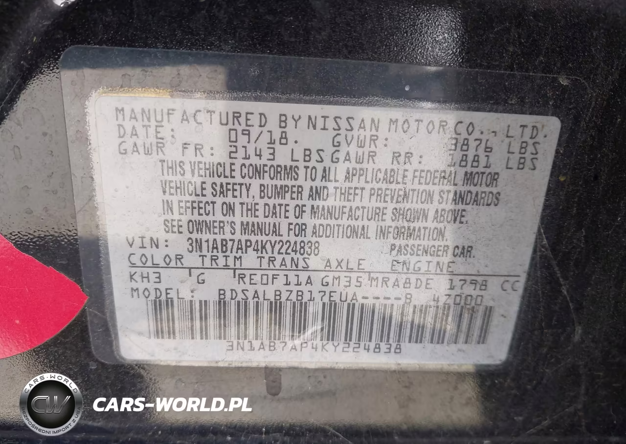 2019 Nissan Sentra S VIN:3N1AB7AP4KY224838 - 9