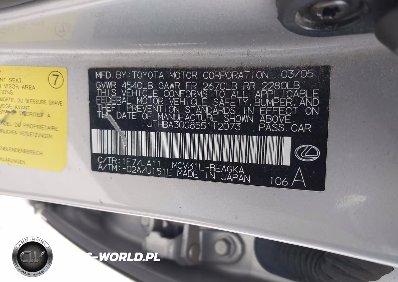 2005 Lexus Es 330 VIN:JTHBA30G855112073 - 9