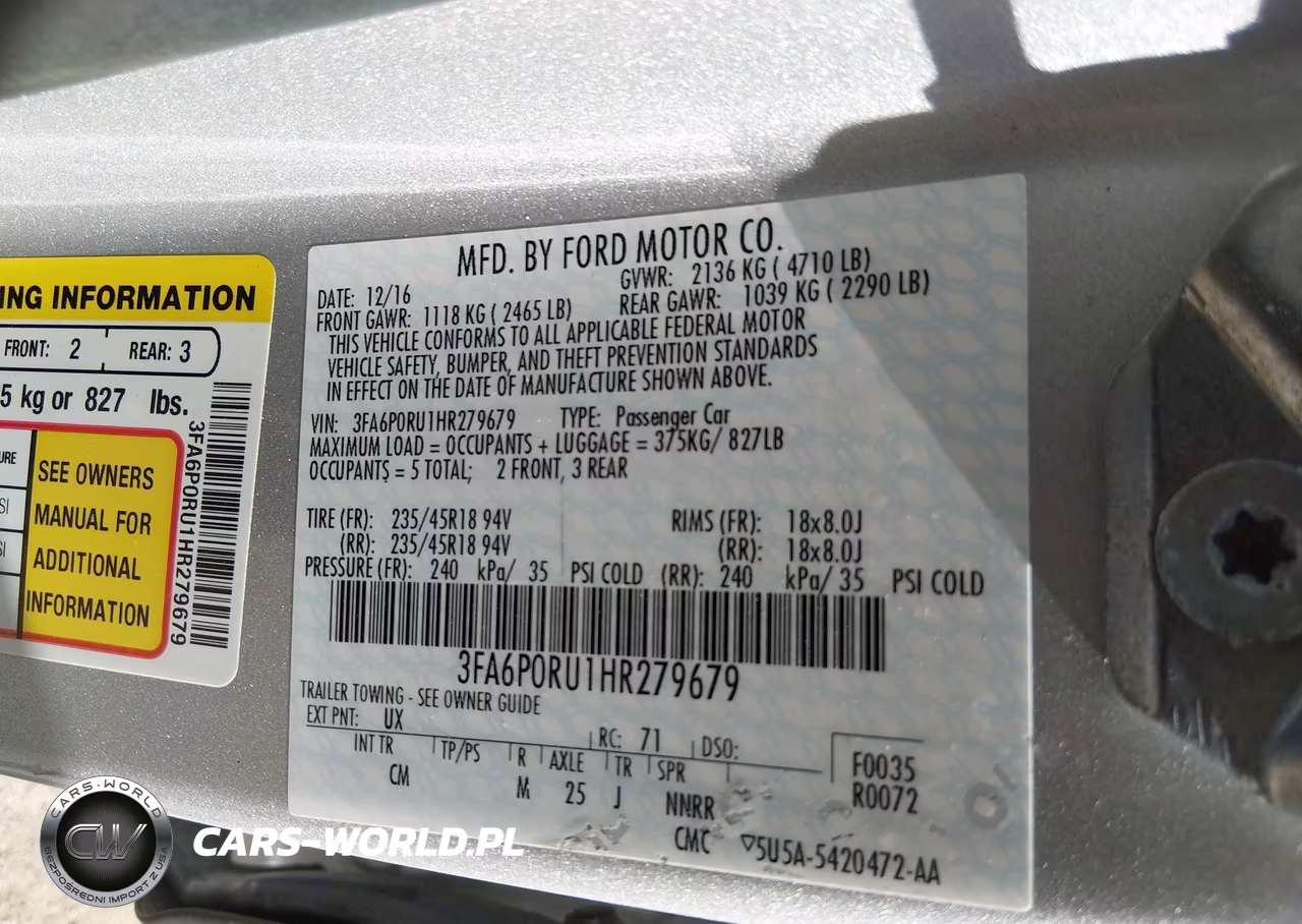 2017 Ford Fusion Hybrid Platinum-Titanium VIN:3FA6P0RU1HR279679 - 9