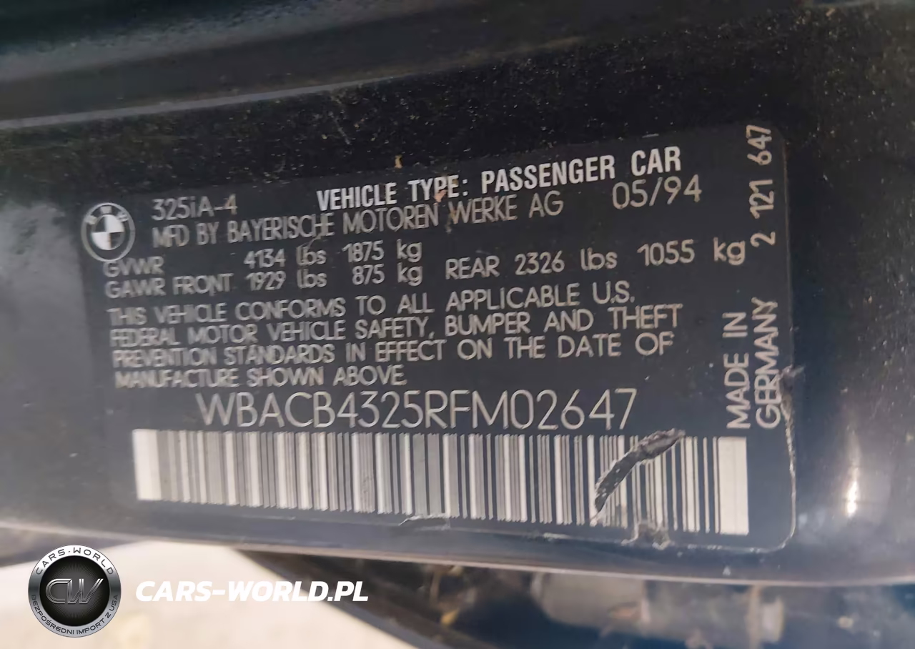 1994 BMW 325 I Automatic VIN:WBACB4325RFM02647 - 9