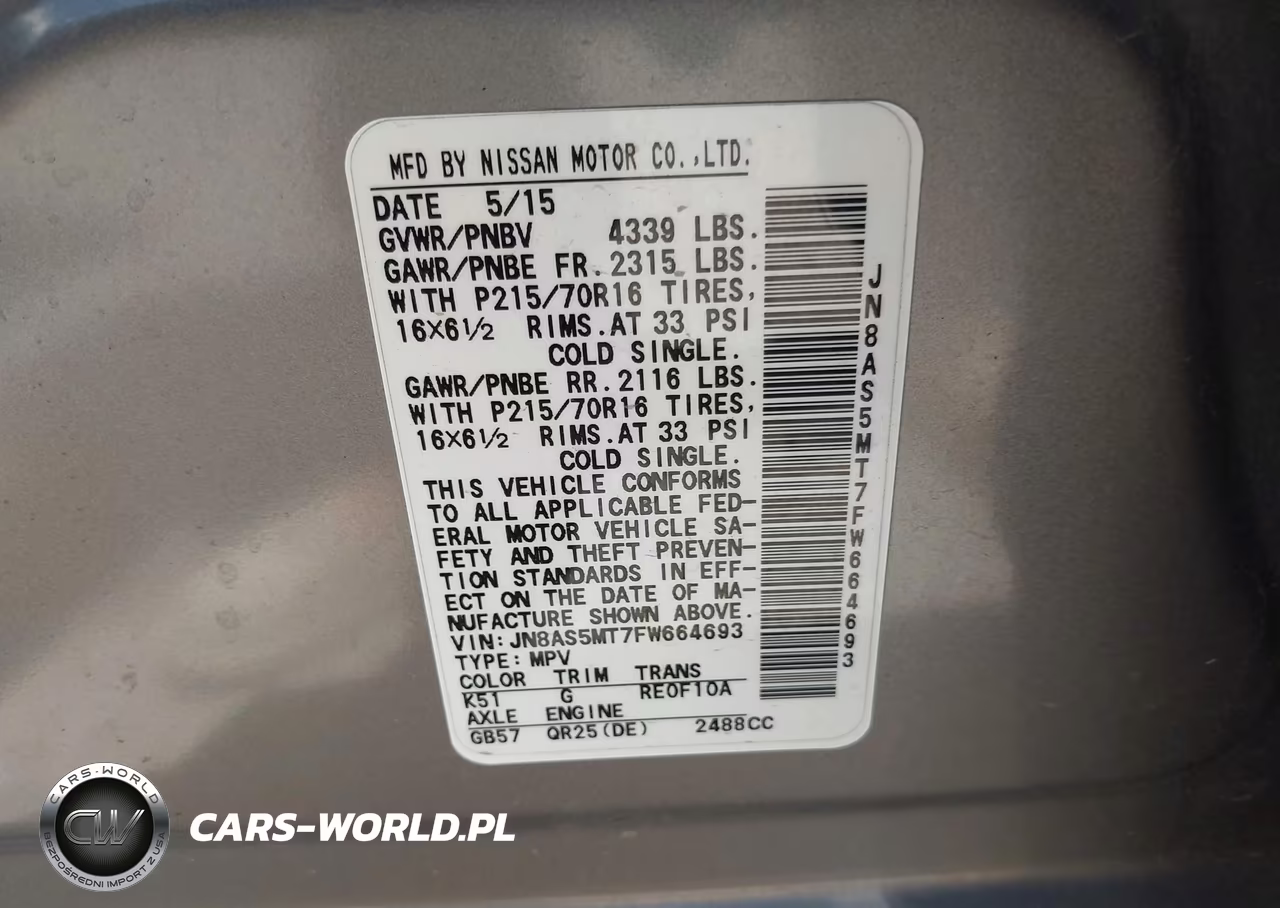 2015 Nissan Rogue Select S VIN:JN8AS5MT7FW664693 - 9