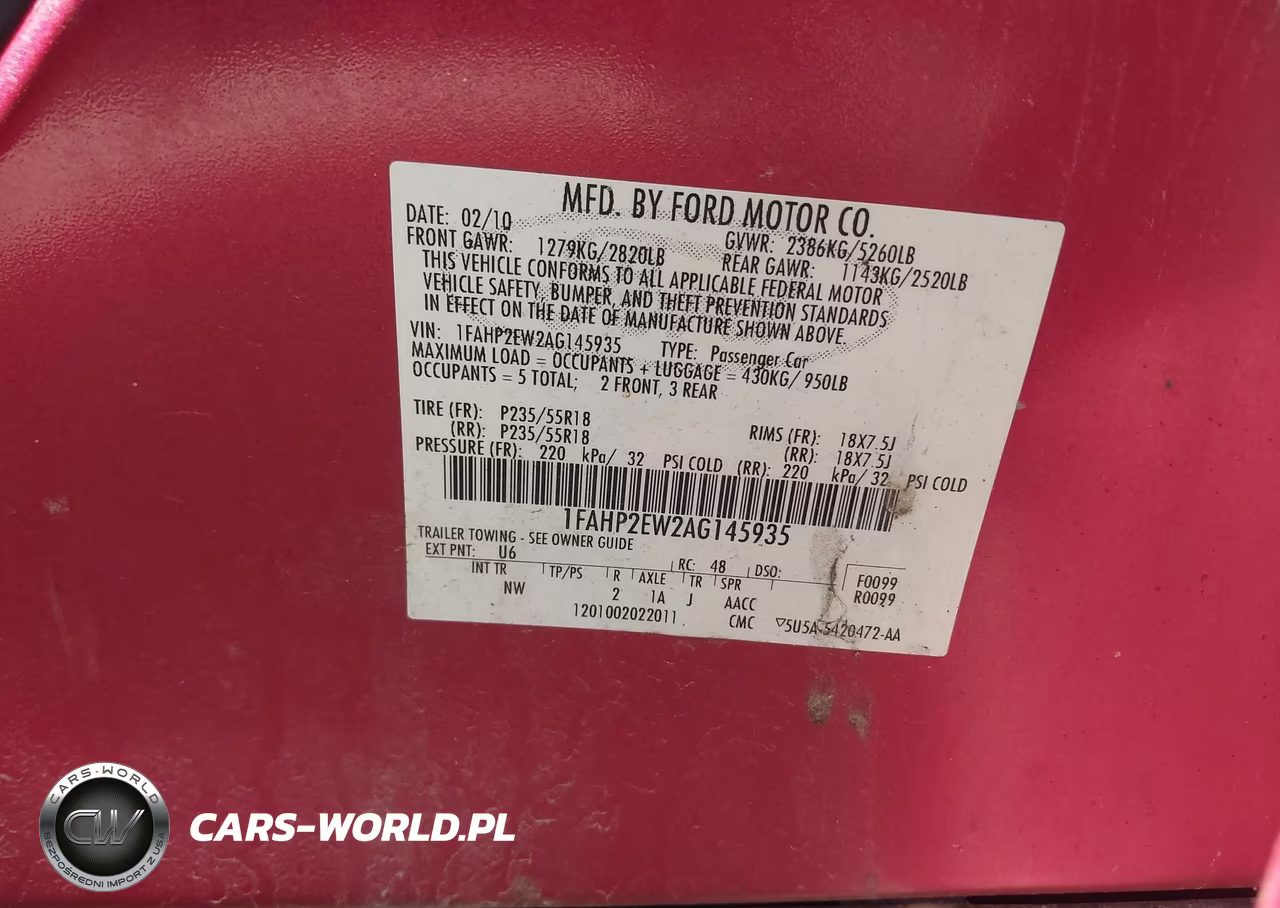 2010 Ford Taurus Sel VIN:1FAHP2EW2AG145935 - 9