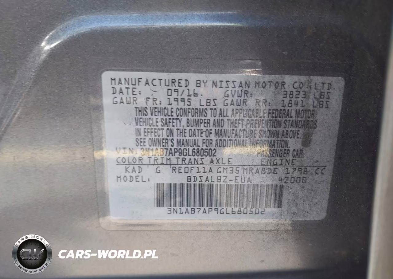 2016 Nissan Sentra S VIN:3N1AB7AP9GL680502 - 9