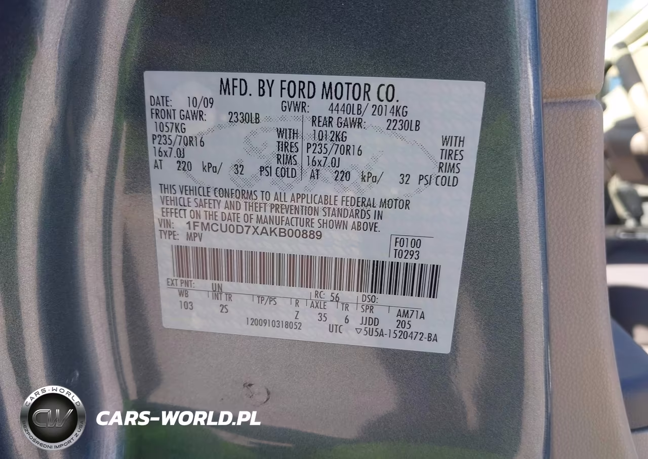 2010 Ford Escape Xlt VIN:1FMCU0D7XAKB00889 - 9