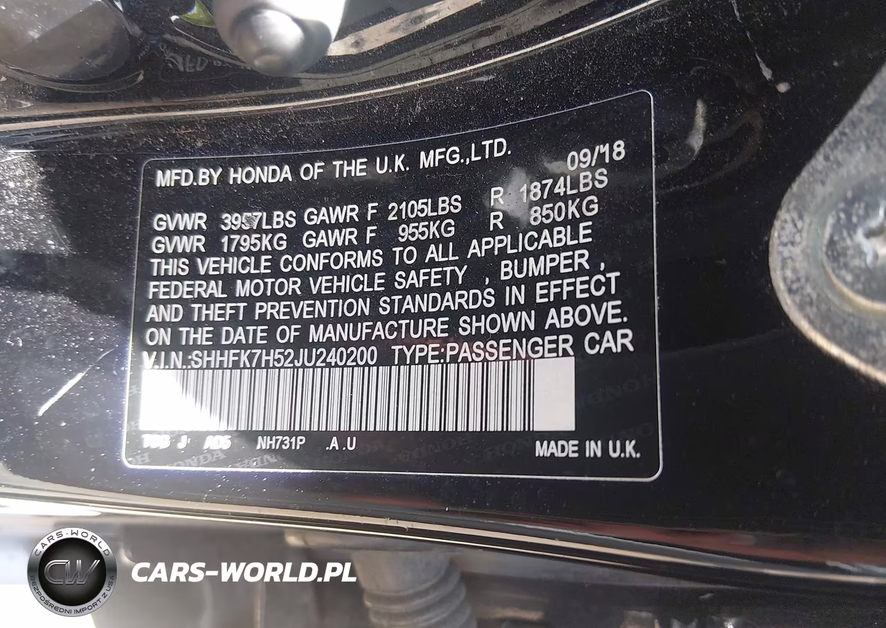 2018 Honda Civic Ex VIN:SHHFK7H52JU240200 - 9