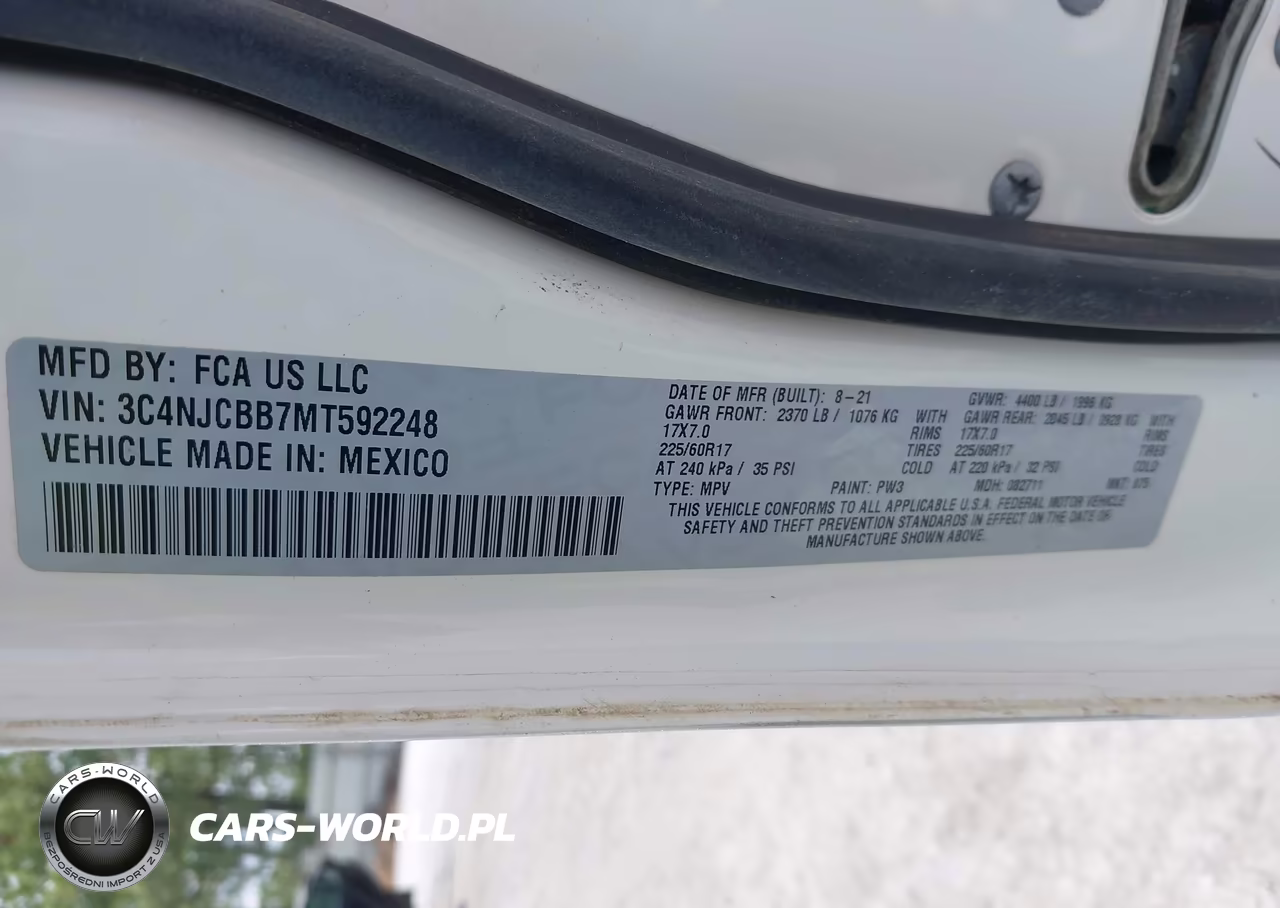 2021 Jeep Compass Latitude Fwd VIN:3C4NJCBB7MT592248 - 9