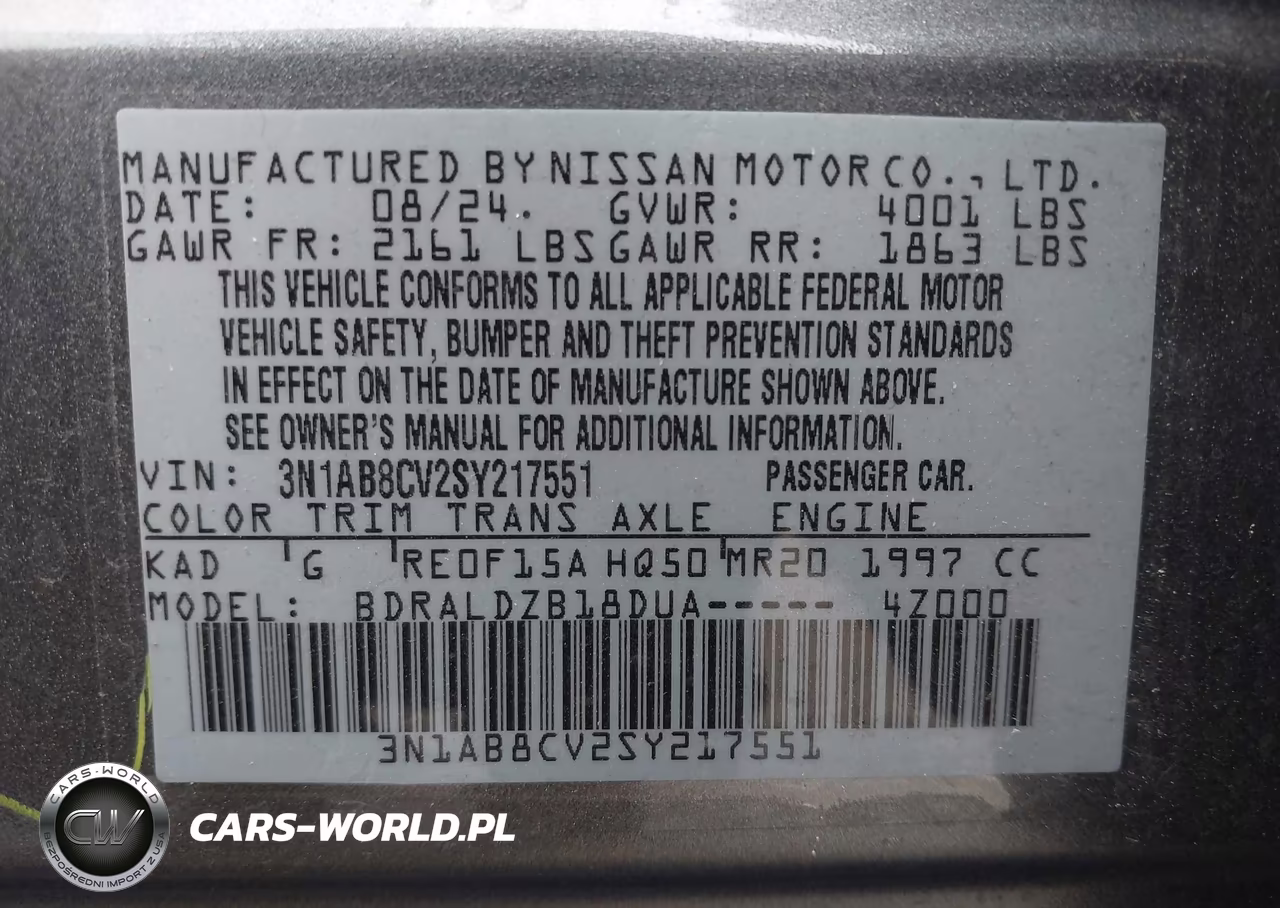 2025 Nissan Sentra Sv VIN:3N1AB8CV2SY217551 - 9