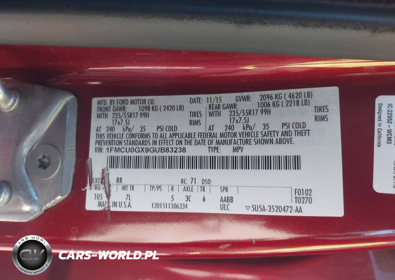 2016 Ford Escape Se VIN:1FMCU0GX9GUB83238 - 9