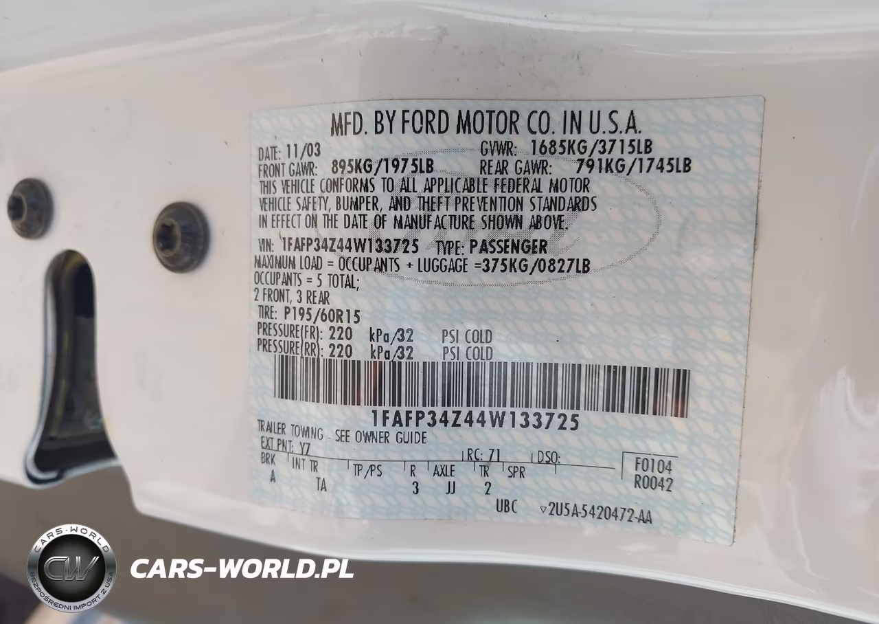 2004 Ford Focus Se VIN:1FAFP34Z44W133725 - 9