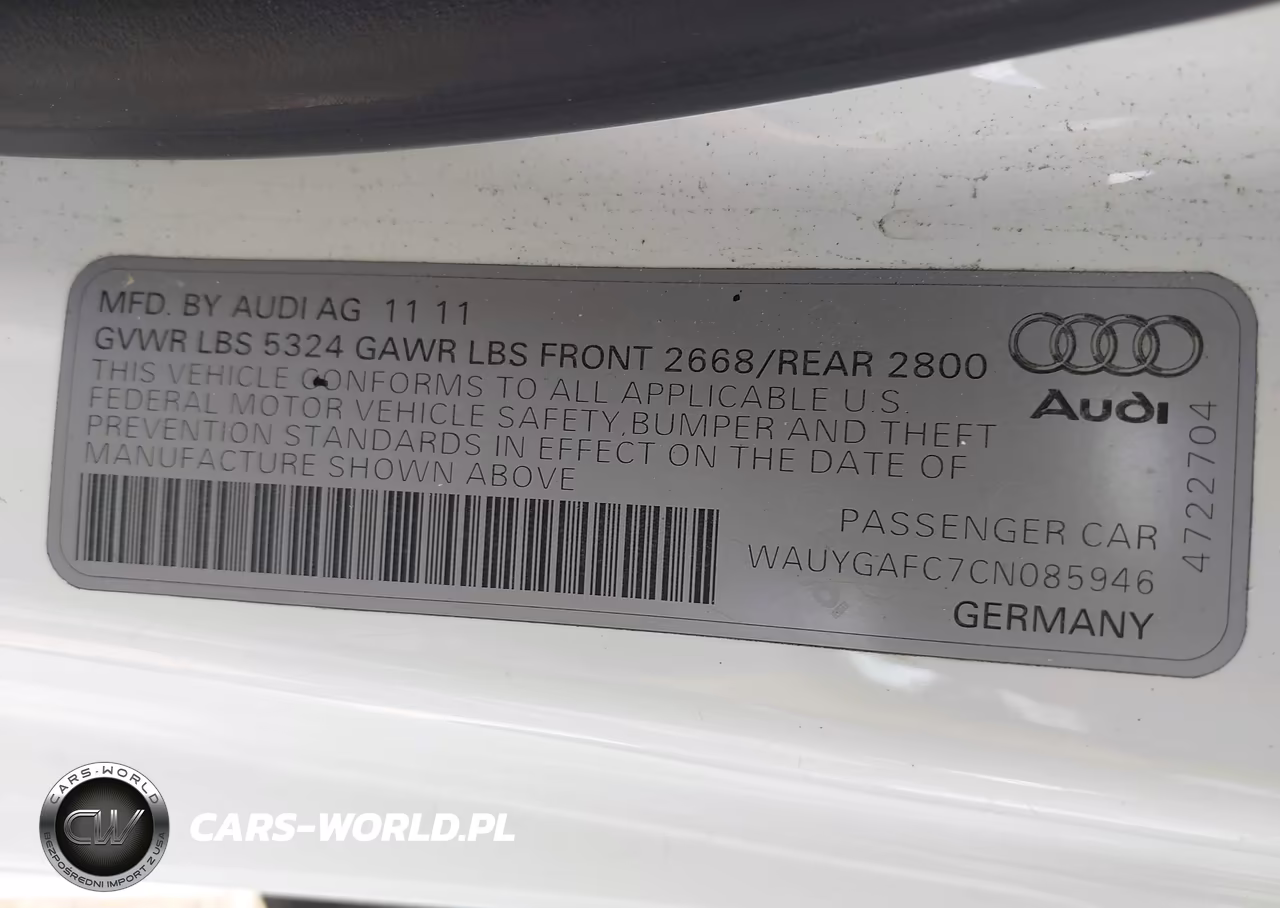 2012 Audi A7 3.0 Premium Plus VIN:WAUYGAFC7CN085946 - 9