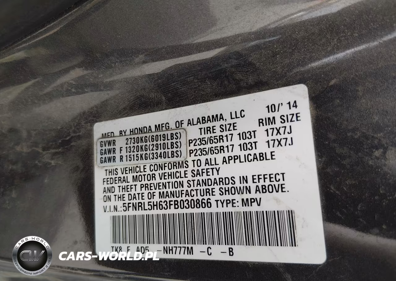 2015 Honda Odyssey Ex-L VIN:5FNRL5H63FB030866 - 9