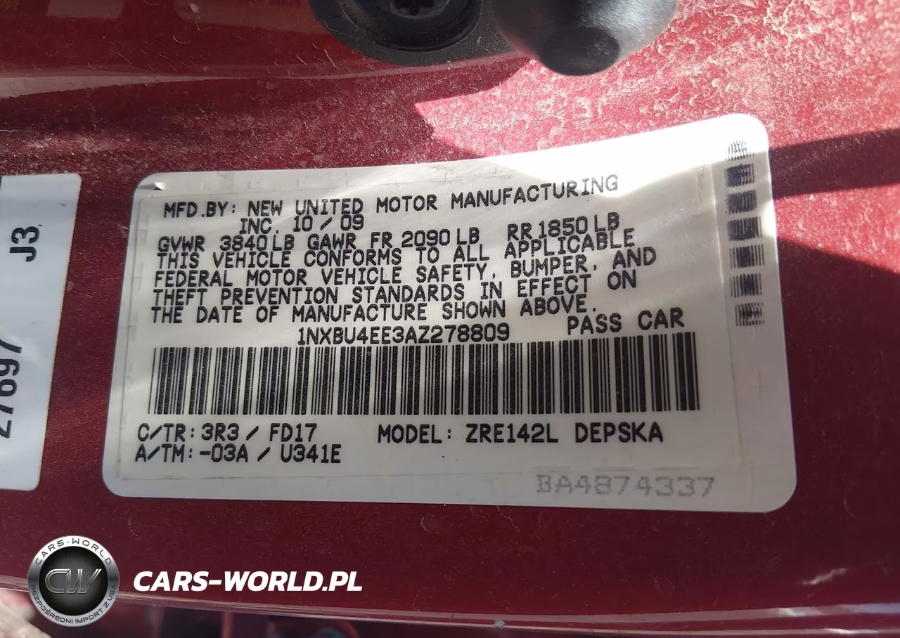 2010 Toyota Corolla S VIN:1NXBU4EE3AZ278809 - 9
