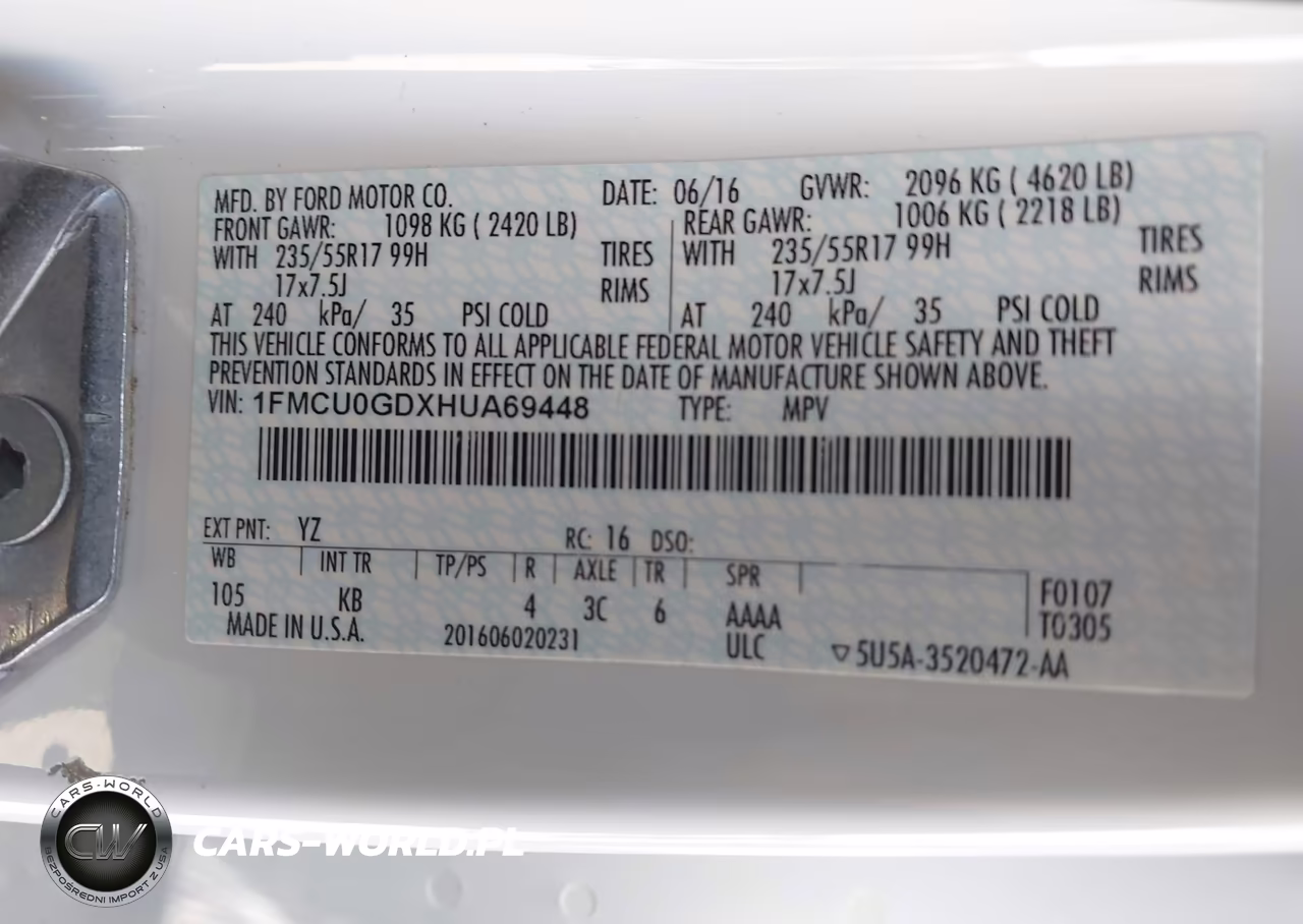 2017 Ford Escape Se VIN:1FMCU0GDXHUA69448 - 9