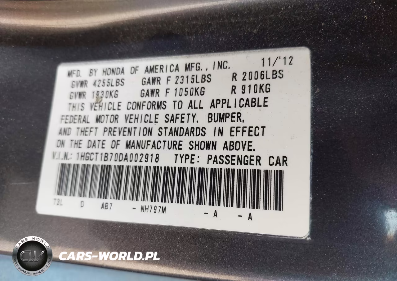 2013 Honda Accord Ex VIN:1HGCT1B70DA002918 - 9