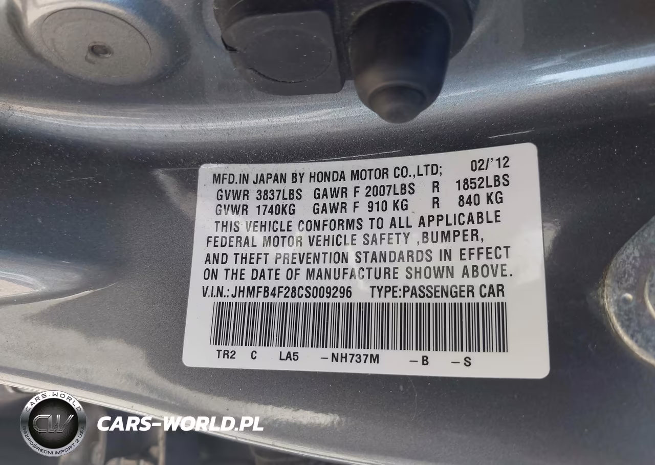 2012 Honda Civic Hybrid VIN:JHMFB4F28CS009296 - 9