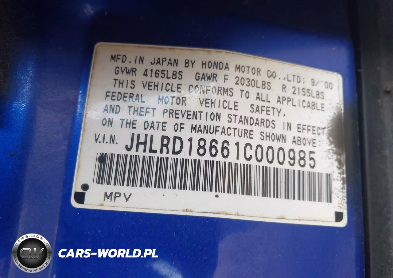 2001 Honda Cr-V Ex VIN:JHLRD18661C000985 - 9