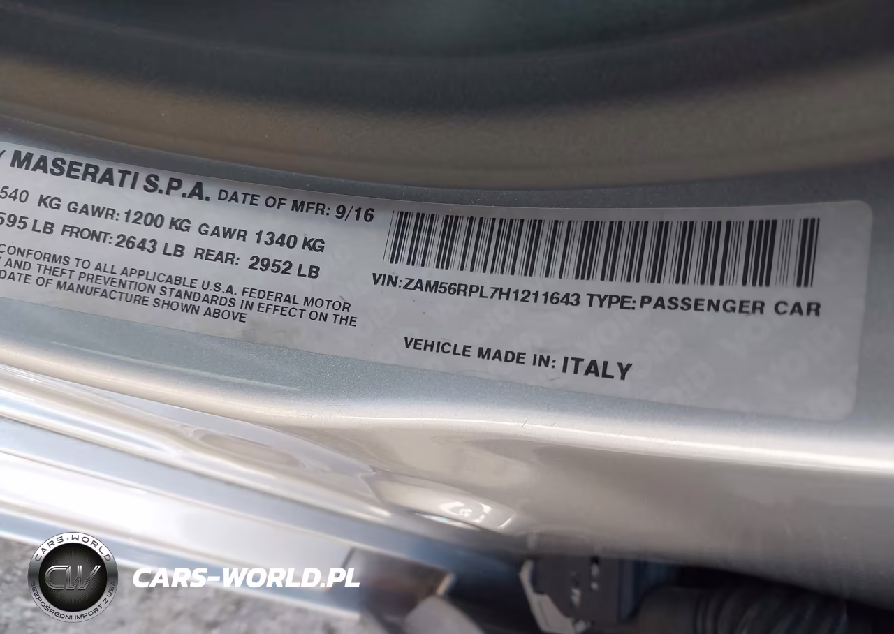 2017 Maserati Quattroporte S Granlusso VIN:ZAM56RPL7H1211643 - 9