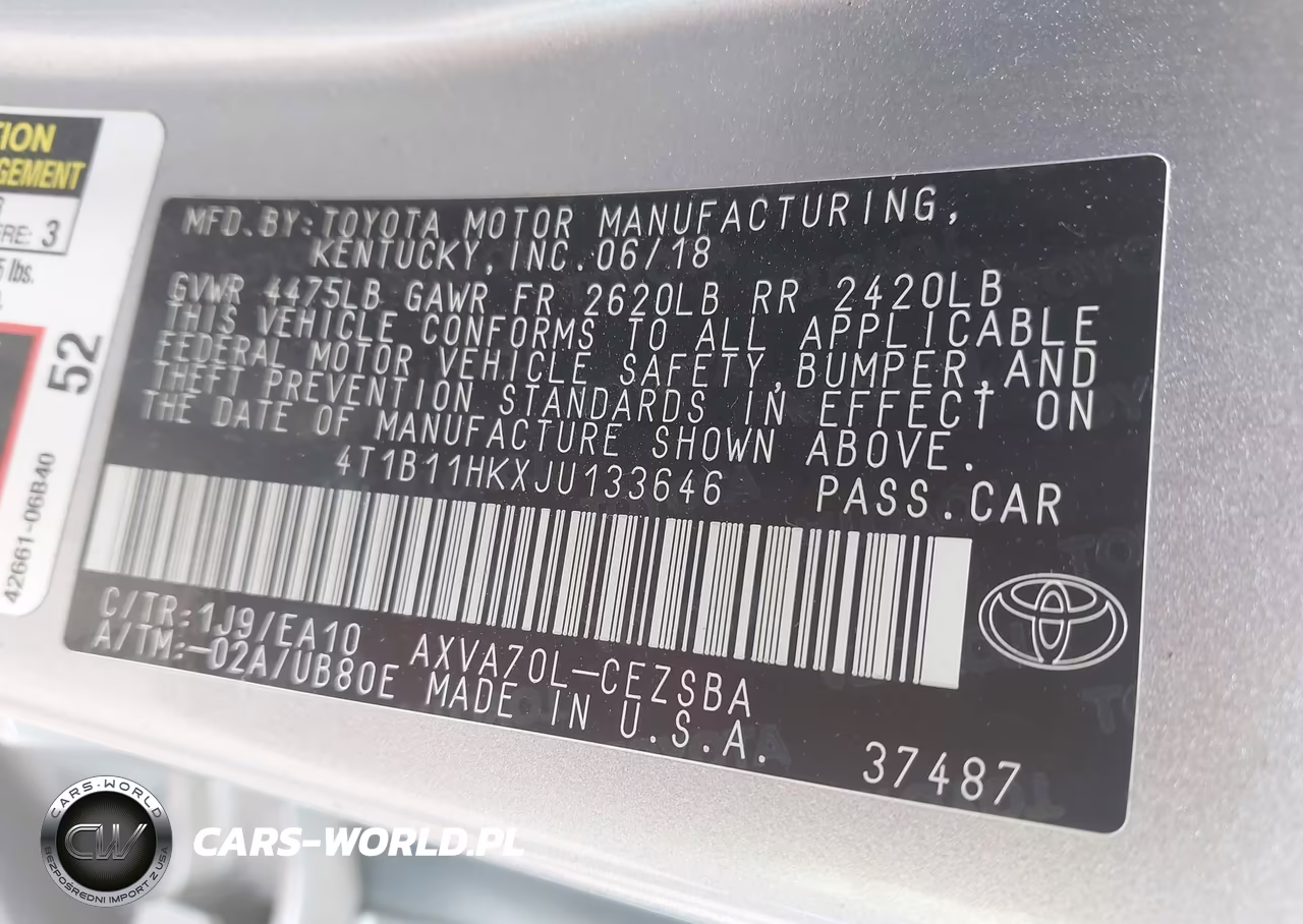2018 Toyota Camry Se VIN:4T1B11HKXJU133646 - 9