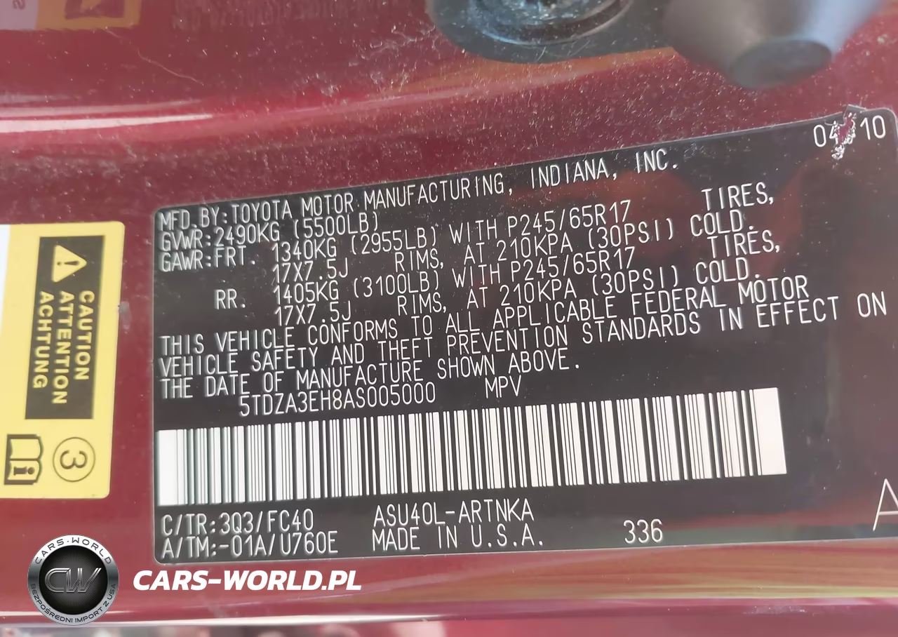 2010 Toyota Highlander VIN:5TDZA3EH8AS005000 - 9