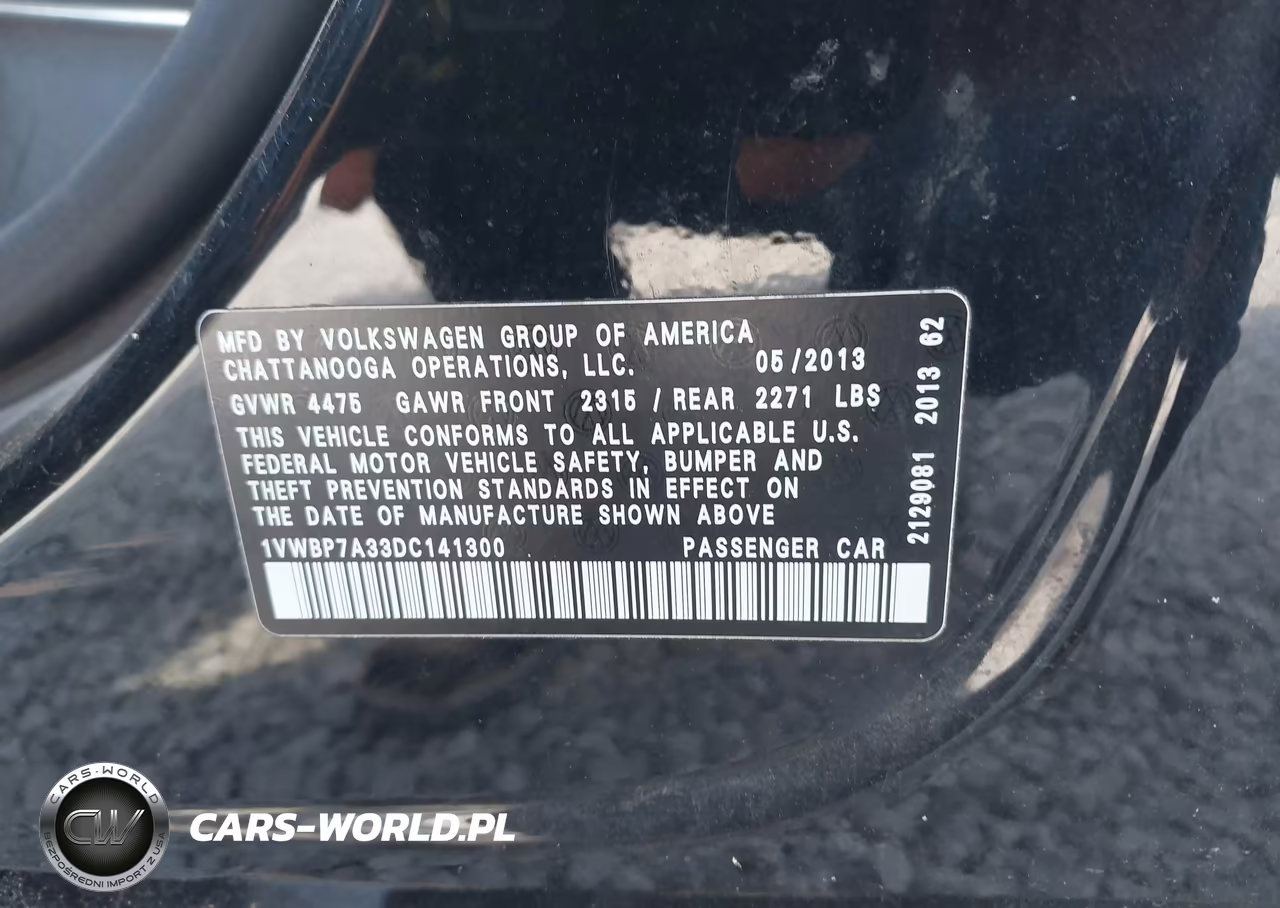 2013 Volkswagen Passat 2.5L Se VIN:1VWBP7A33DC141300 - 9