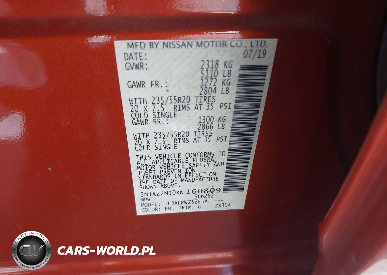 2019 Nissan Murano Sl VIN:5N1AZ2MJ0KN160809 - 9