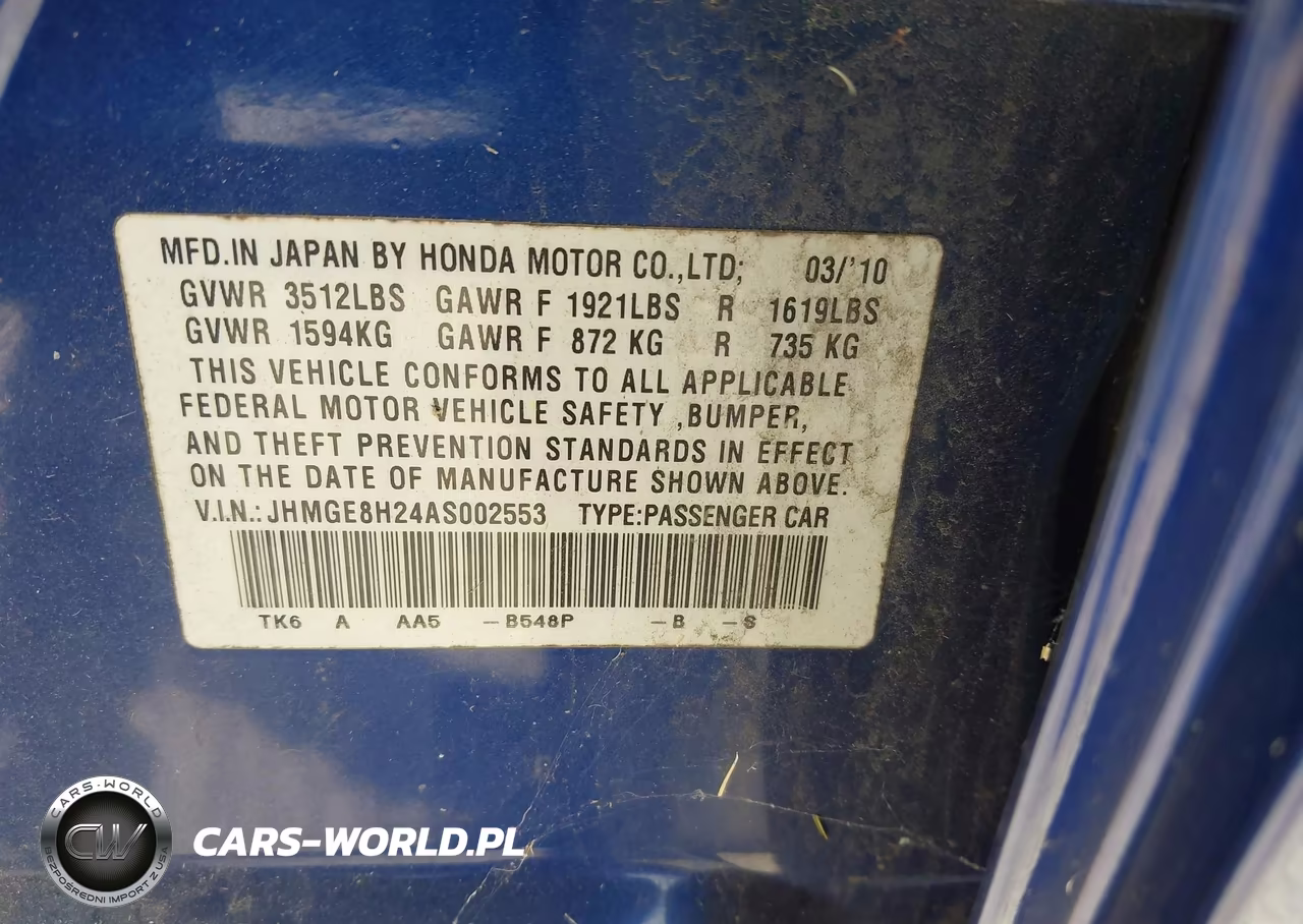 2010 Honda Fit VIN:JHMGE8H24AS002553 - 9