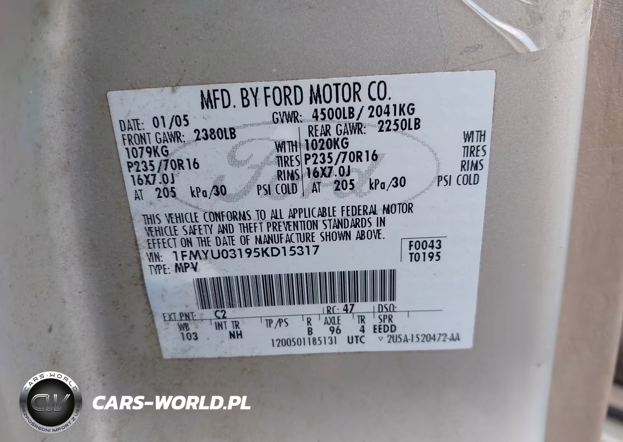 2005 Ford Escape Xlt VIN:1FMYU03195KD15317 - 9