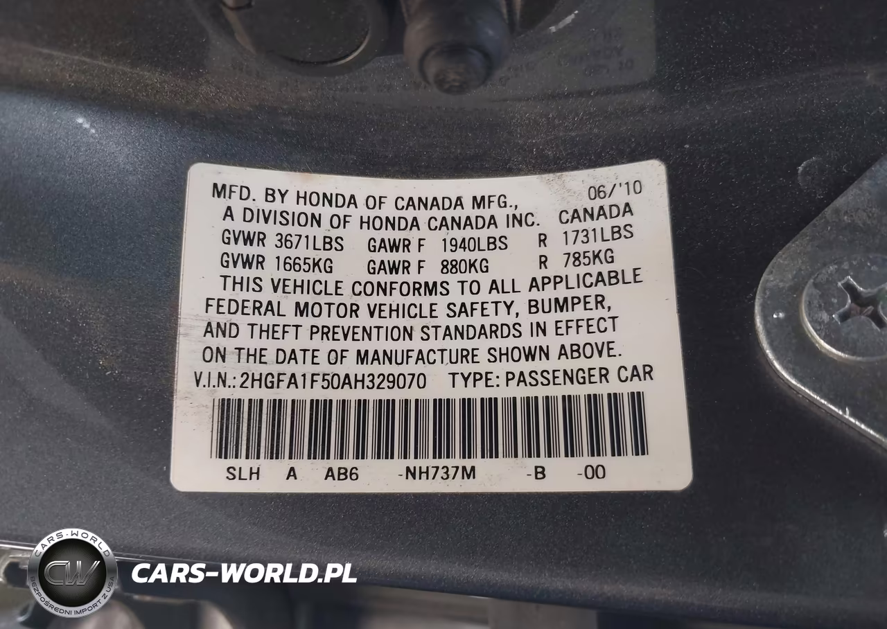 2010 Honda Civic Lx VIN:2HGFA1F50AH329070 - 9