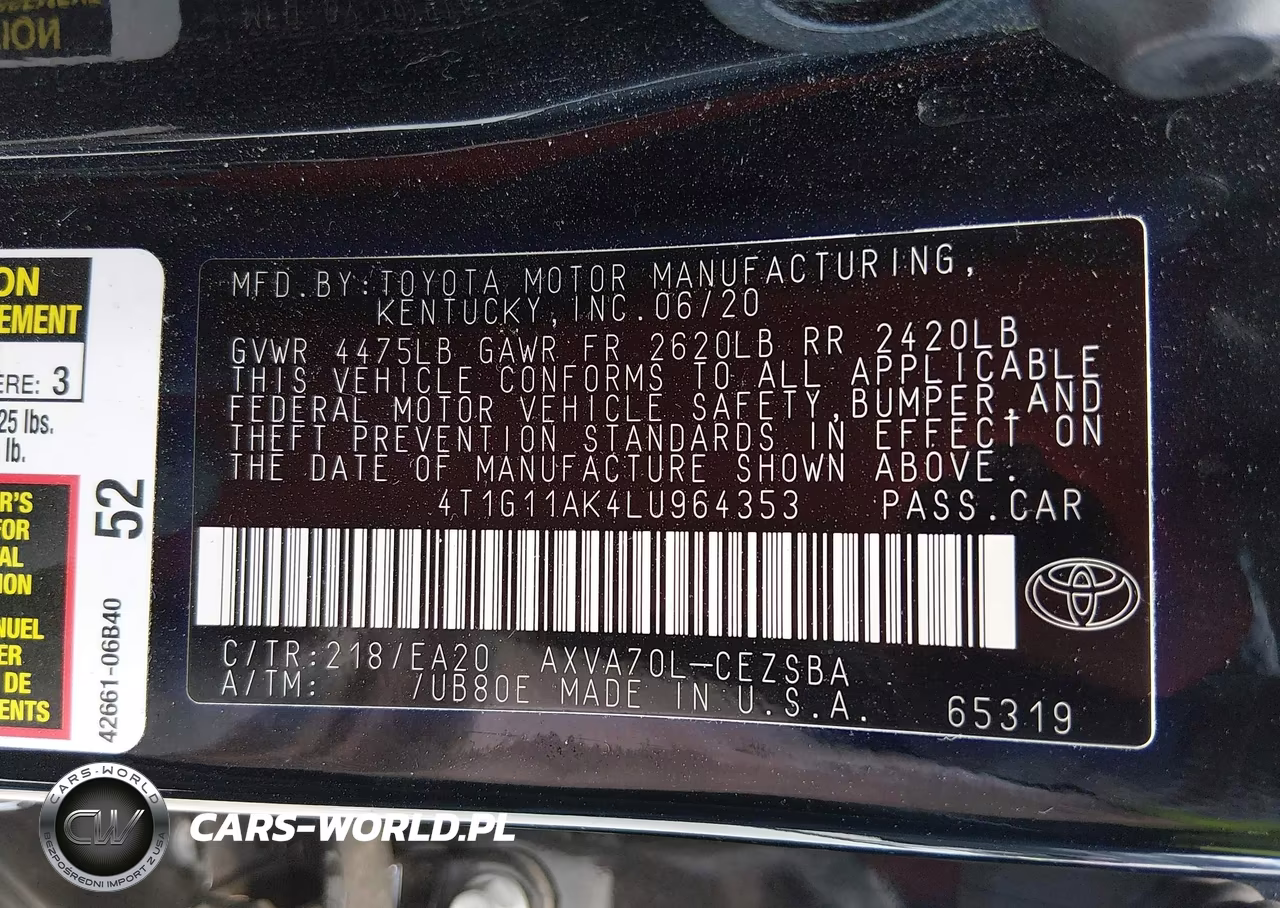 2020 Toyota Camry Se VIN:4T1G11AK4LU964353 - 9