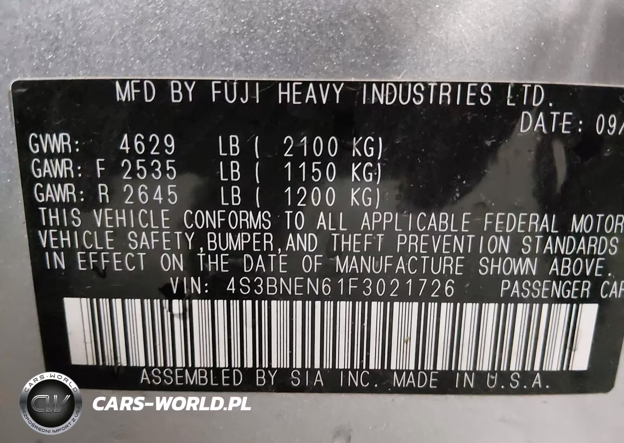 2015 Subaru Legacy 3.6R Limited VIN:4S3BNEN61F3021726 - 9