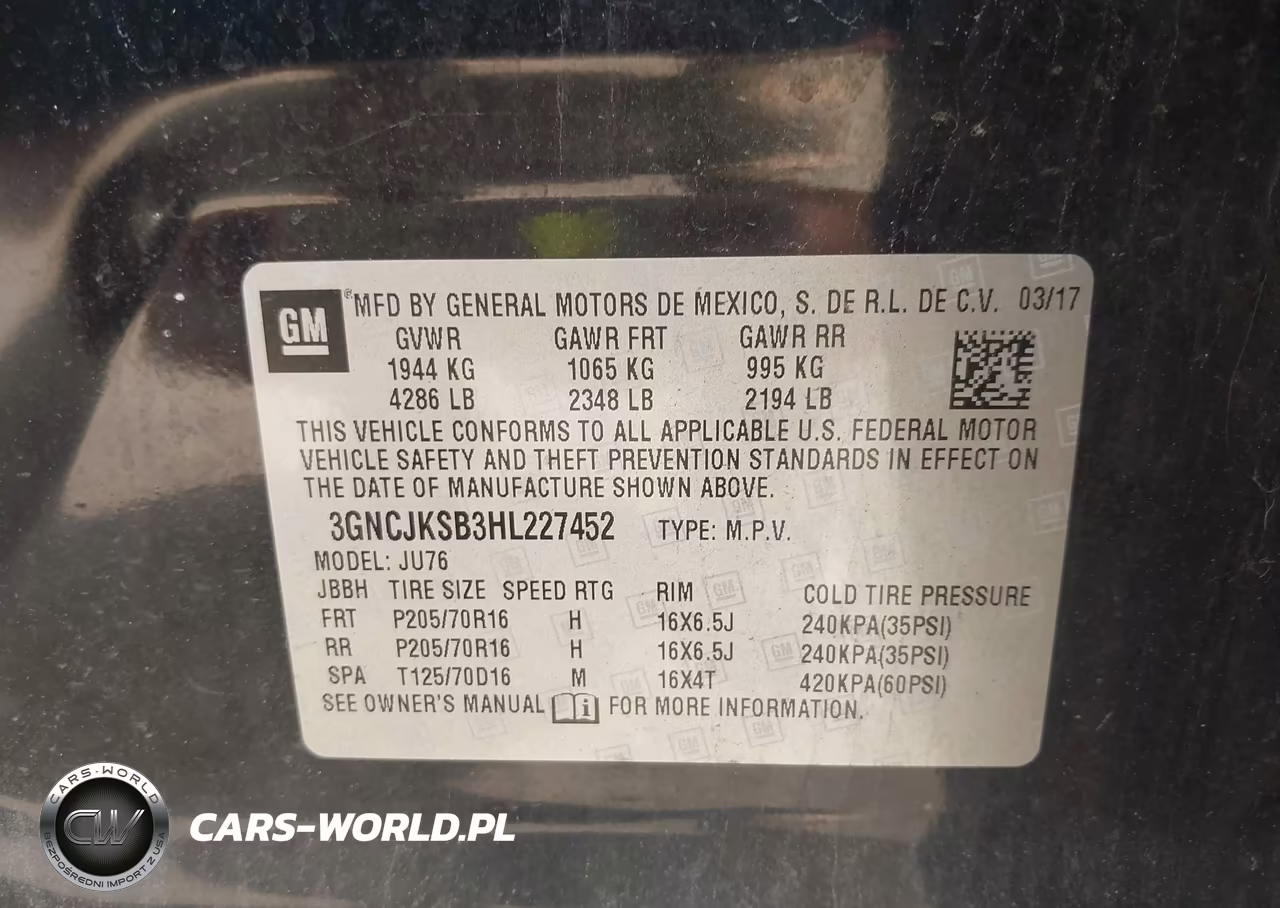 2017 Chevrolet Trax Ls VIN:3GNCJKSB3HL227452 - 9