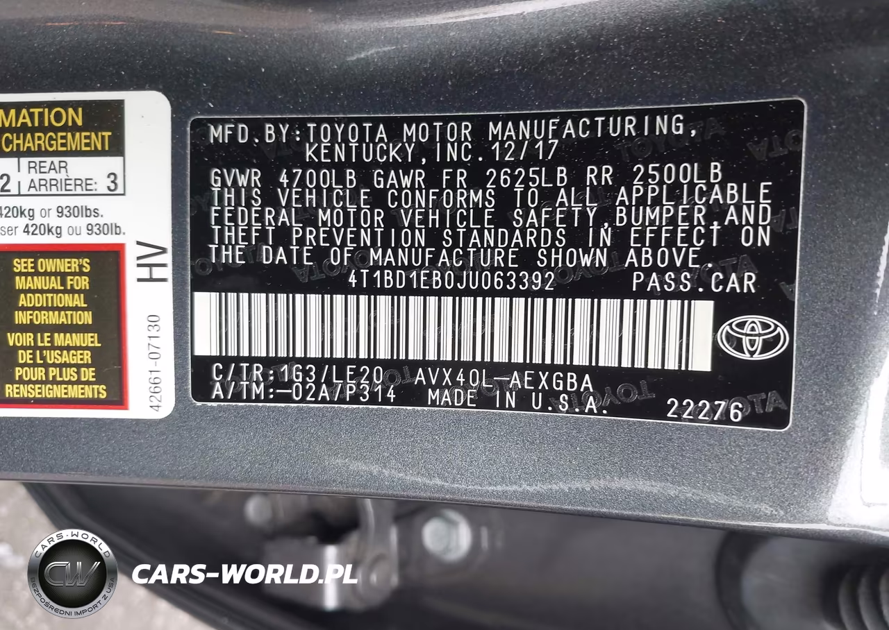 2018 Toyota Avalon Hybrid Xle Premium VIN:4T1BD1EB0JU063392 - 9