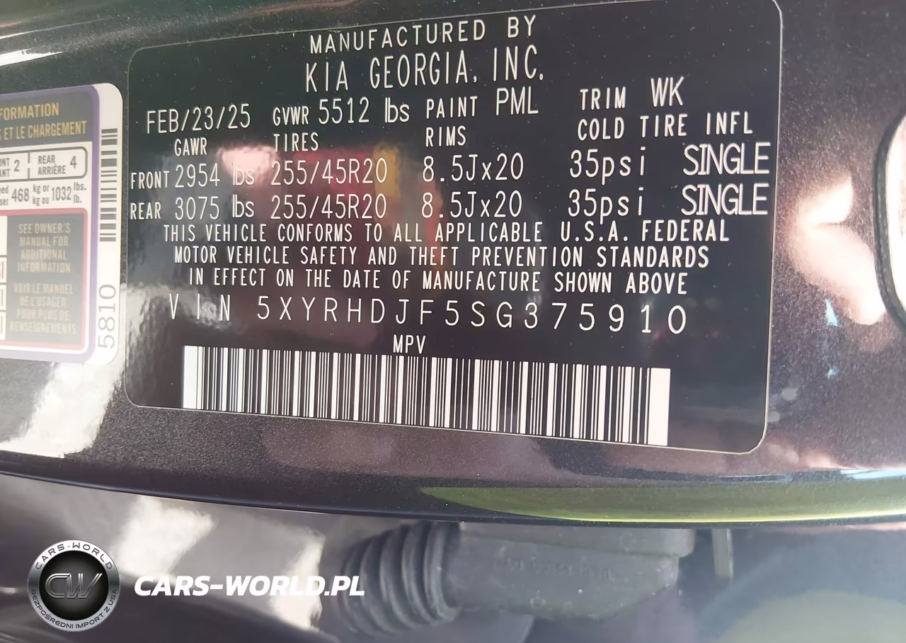 2025 Kia Sorento Ex VIN:5XYRHDJF5SG375910 - 9