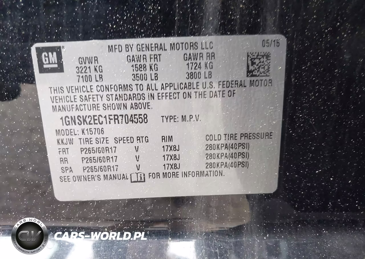 2015 Chevrolet Tahoe Commercial Fleet VIN:1GNSK2EC1FR704558 - 9