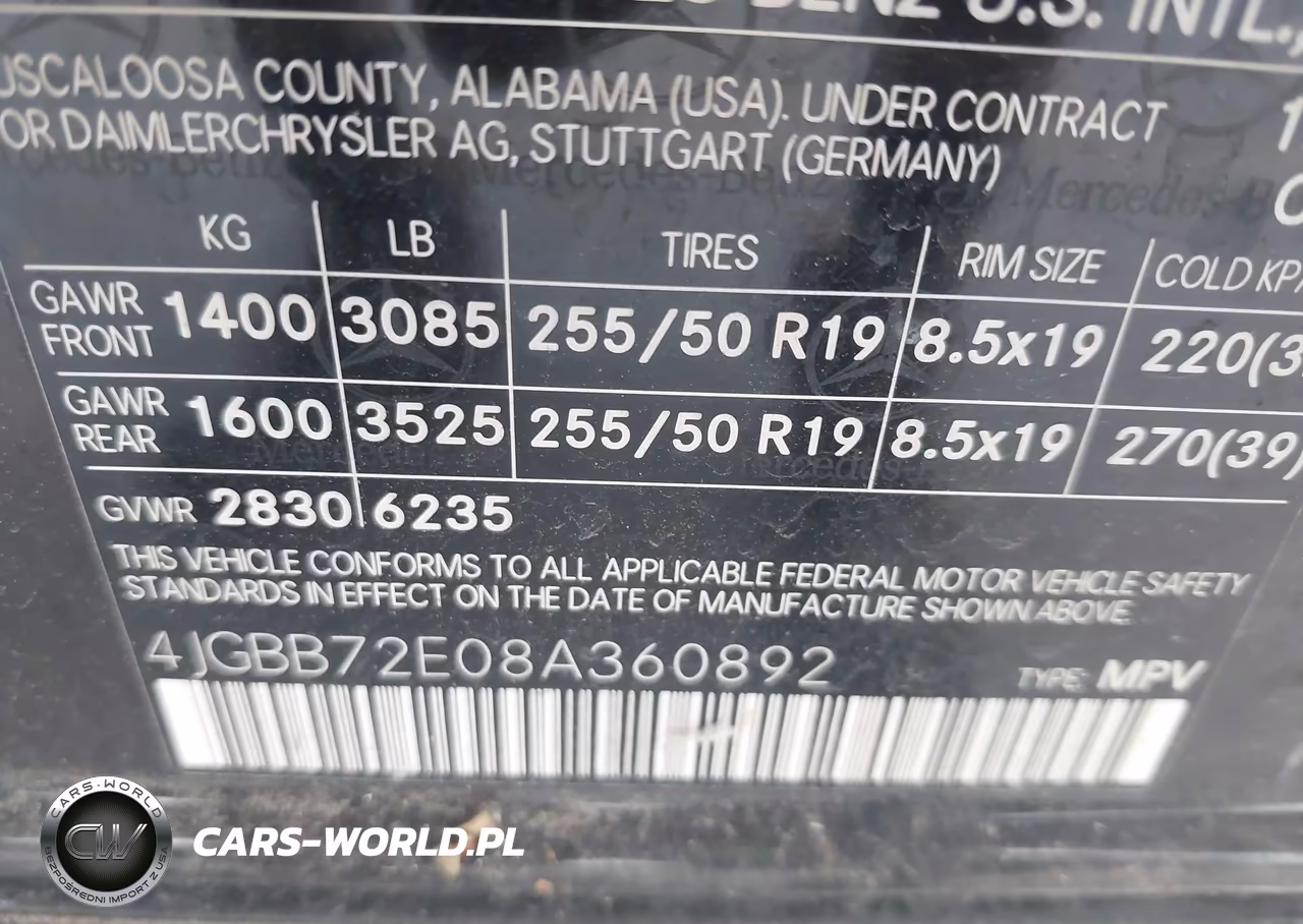 2008 Mercedes-Benz Ml 550 4Matic VIN:4JGBB72E08A360892 - 9