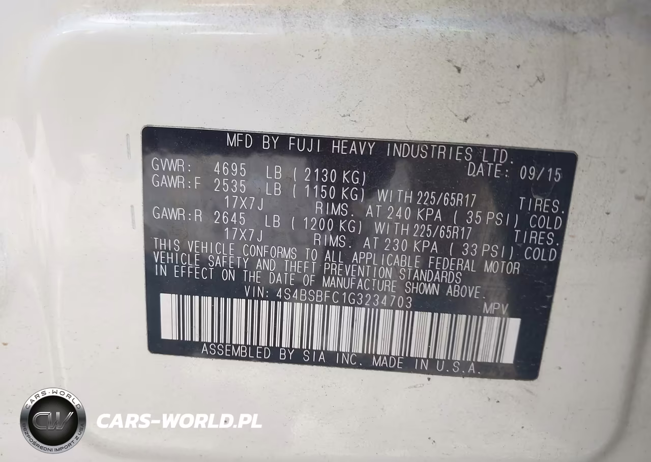 2016 Subaru Outback 2.5I Premium VIN:4S4BSBFC1G3234703 - 9