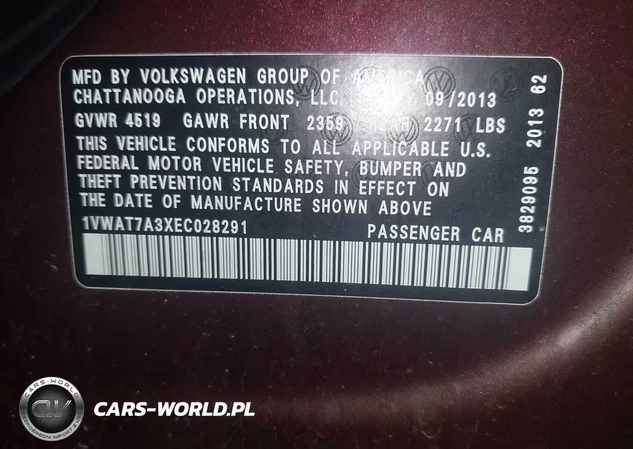 2014 Volkswagen Passat 1.8T Wolfsburg Edition VIN:1VWAT7A3XEC028291 - 9