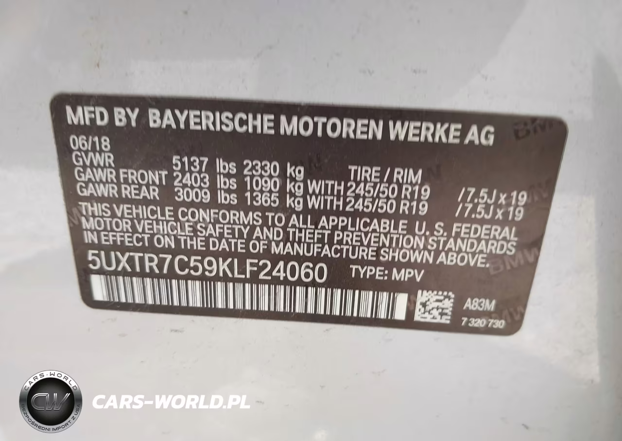2019 BMW X3 Sdrive30I VIN:5UXTR7C59KLF24060 - 9