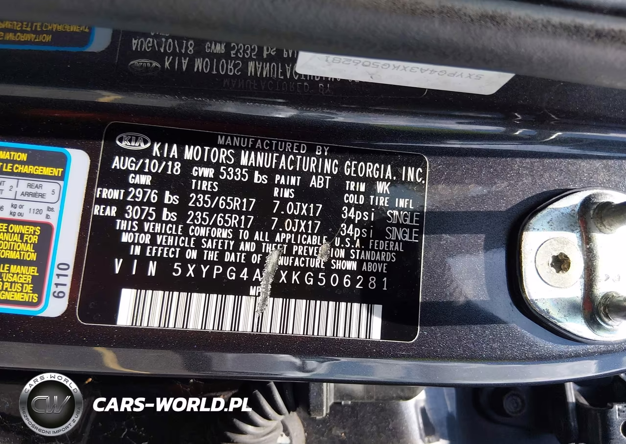 2019 Kia Sorento 2.4L Lx VIN:5XYPG4A3XKG506281 - 9