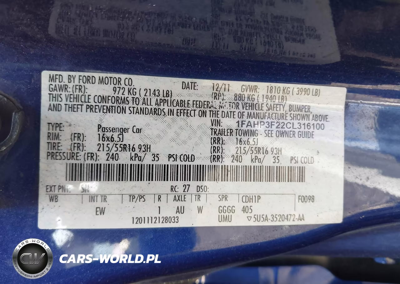 2012 Ford Focus Se VIN:1FAHP3F22CL316100 - 9