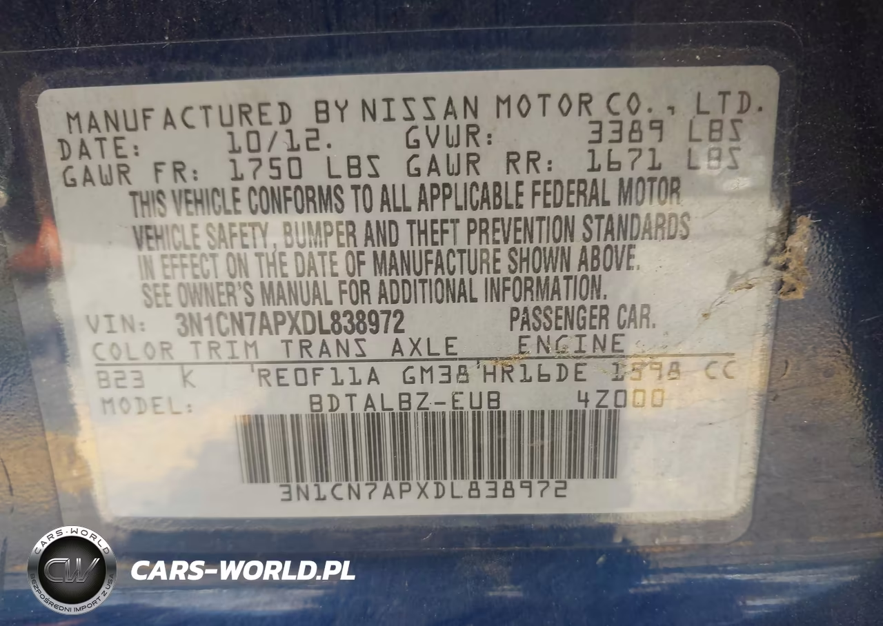 2013 Nissan Versa 1.6 Sv VIN:3N1CN7APXDL838972 - 9