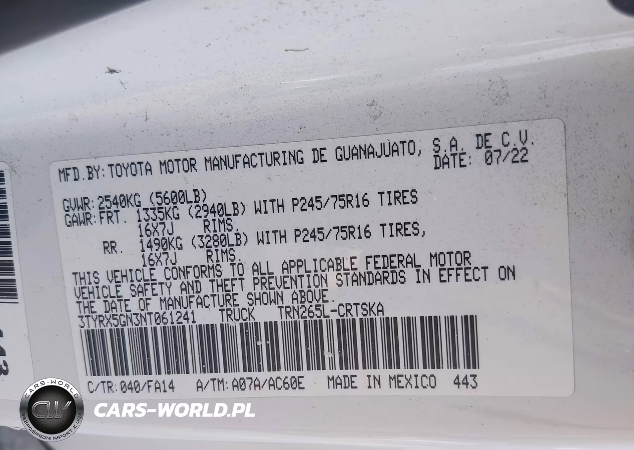 2022 Toyota Tacoma Sr VIN:3TYRX5GN3NT061241 - 9
