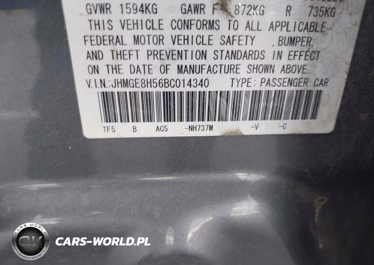 2011 Honda Fit Sport VIN:JHMGE8H56BC014340 - 9