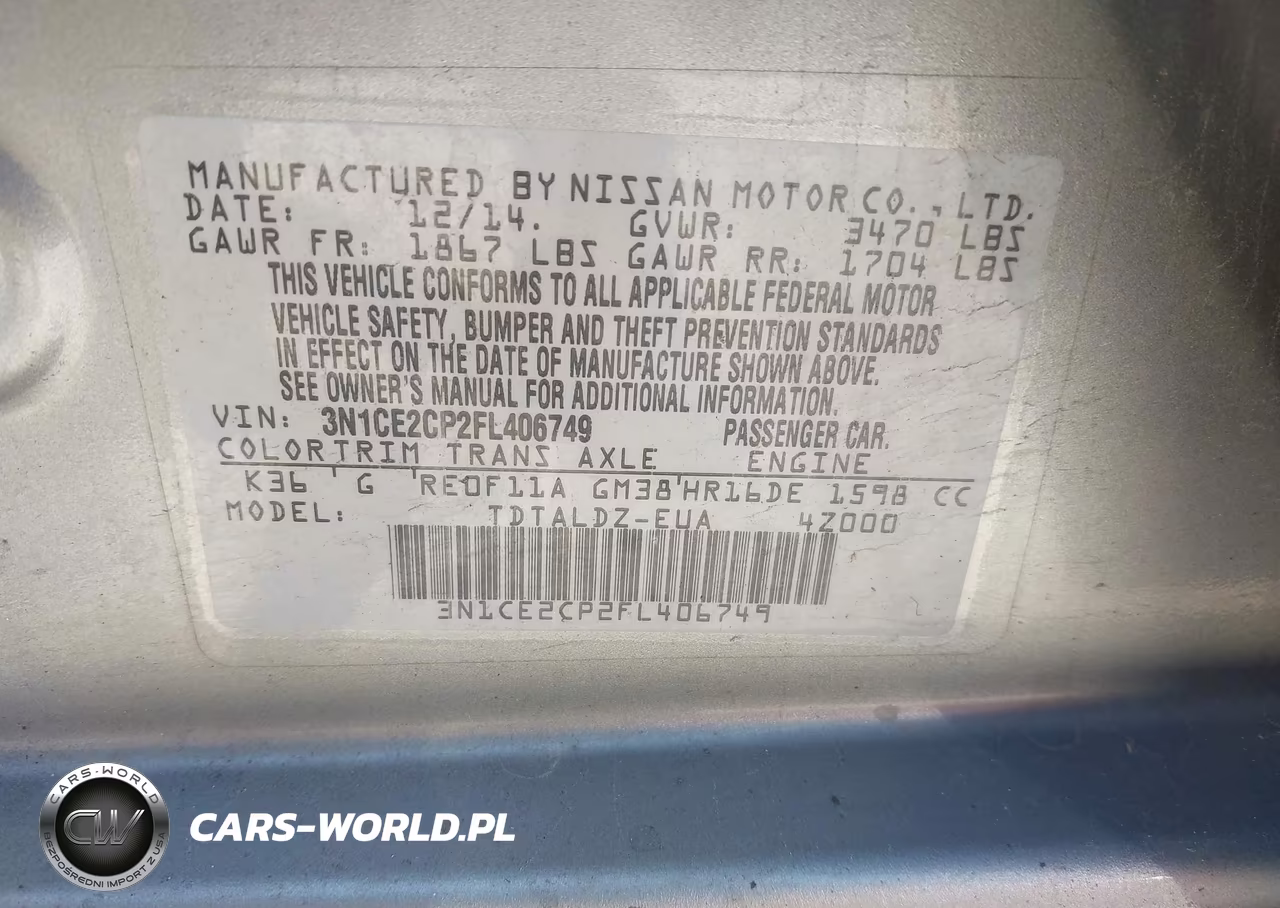 2015 Nissan Versa Note S (Sr)-S Plus-Sl-Sr-Sv VIN:3N1CE2CP2FL406749 - 9
