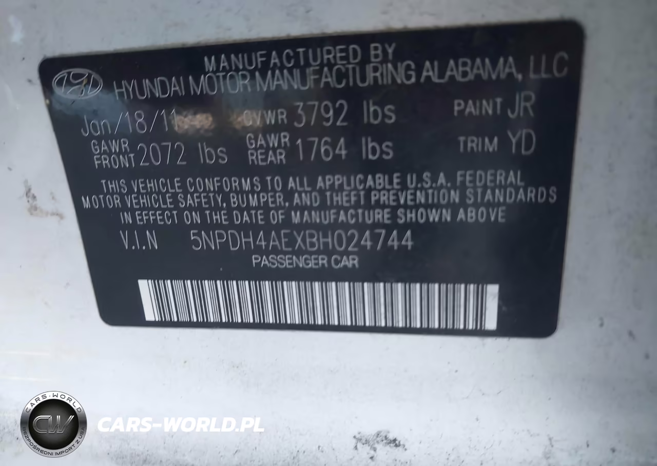 2011 Hyundai Elantra Gls VIN:5NPDH4AEXBH024744 - 9