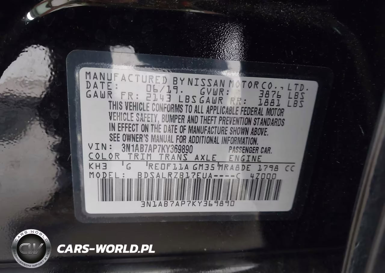 2019 Nissan Sentra Sr VIN:3N1AB7AP7KY369890 - 9