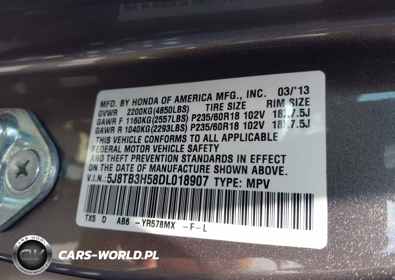 2013 Acura Rdx VIN:5J8TB3H58DL018907 - 9