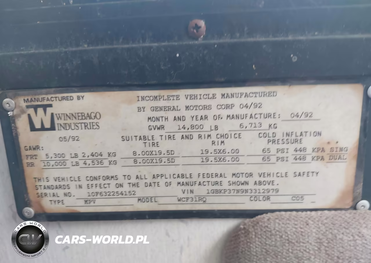 1992 Chevrolet P30 VIN:1GBKP37N9N3312979 - 9